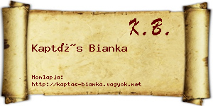 Kaptás Bianka névjegykártya